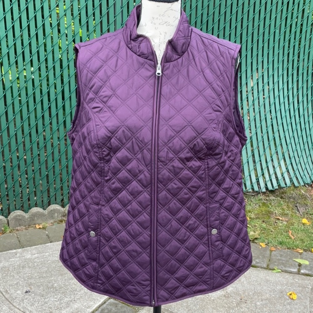Purple Quilted Vest + Purple Black Plaid Vest Duo - Picture 2 of 8